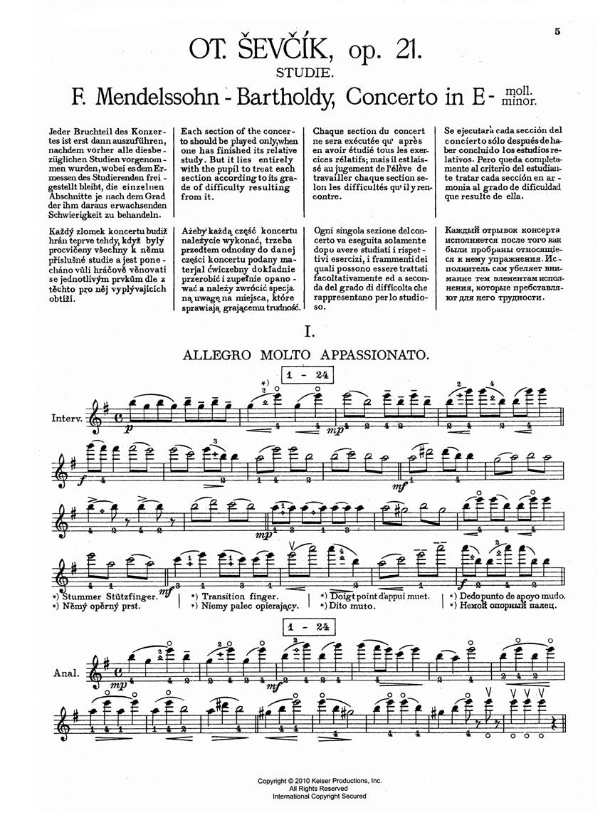 Mendelssohn Violin Concerto, Op. 21 (Sevcik Exercises)