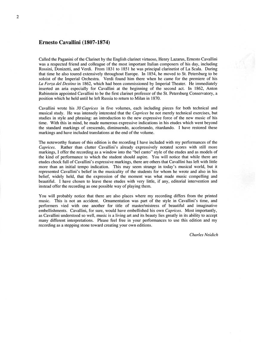 Cavallini 30 Caprices for Clarinet