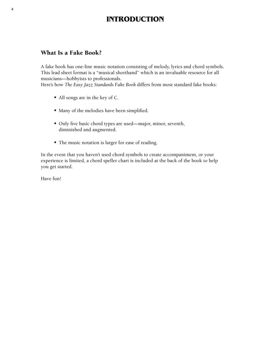 Easy Jazz Standards Fake Book