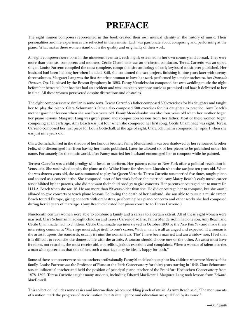 Women Composers in History 19 Intermediate to Late Intermediate Piano Pieces by 8 Composers