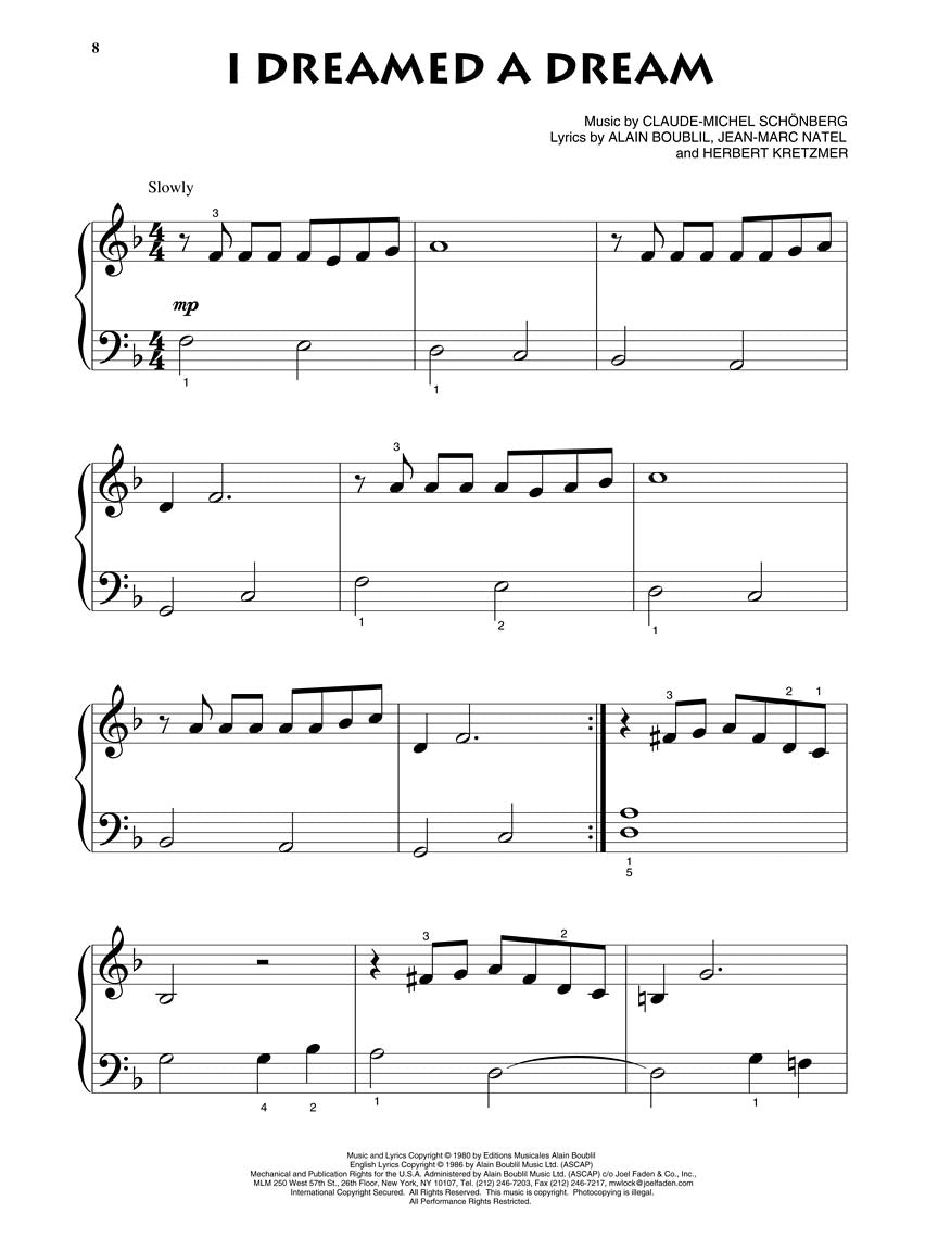 Les Miserables - Beginning Piano Solos