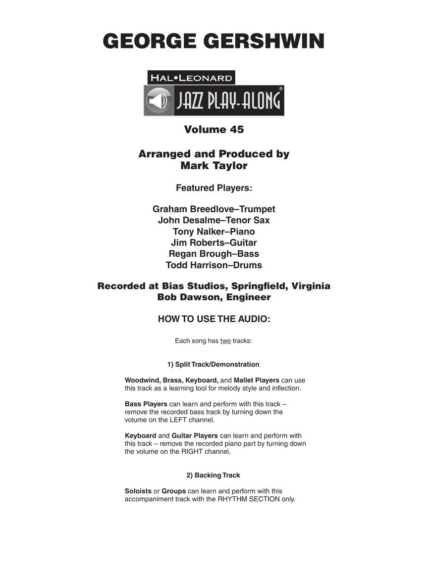Gershwin: Jazz Play-Along Volume 45