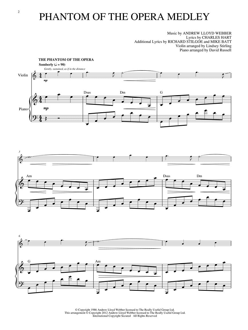 Phantom of the Opera, The - Medley for Violin & Piano