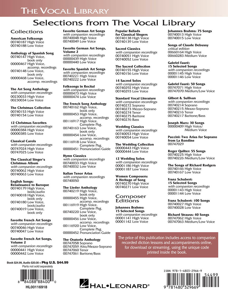 French Song Anthology Complete Package Low Voice