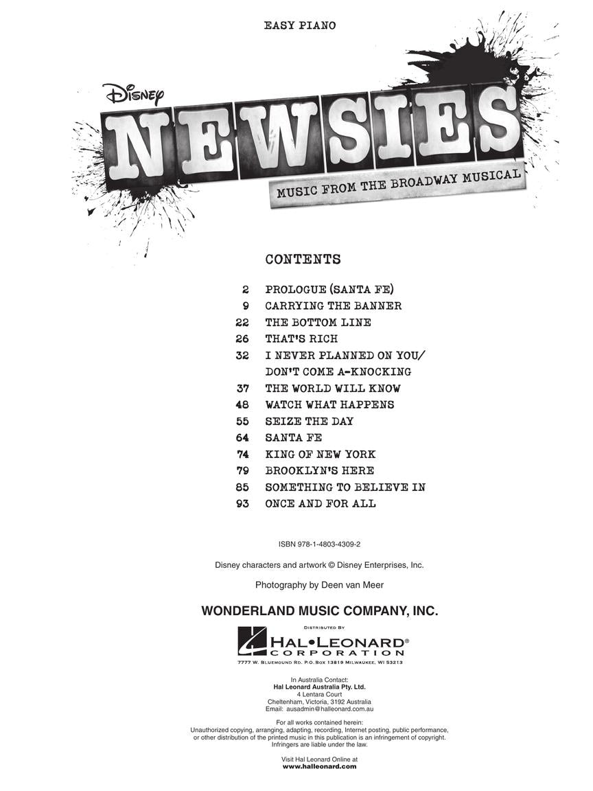 Menken/Feldman: Newsies - Easy Piano