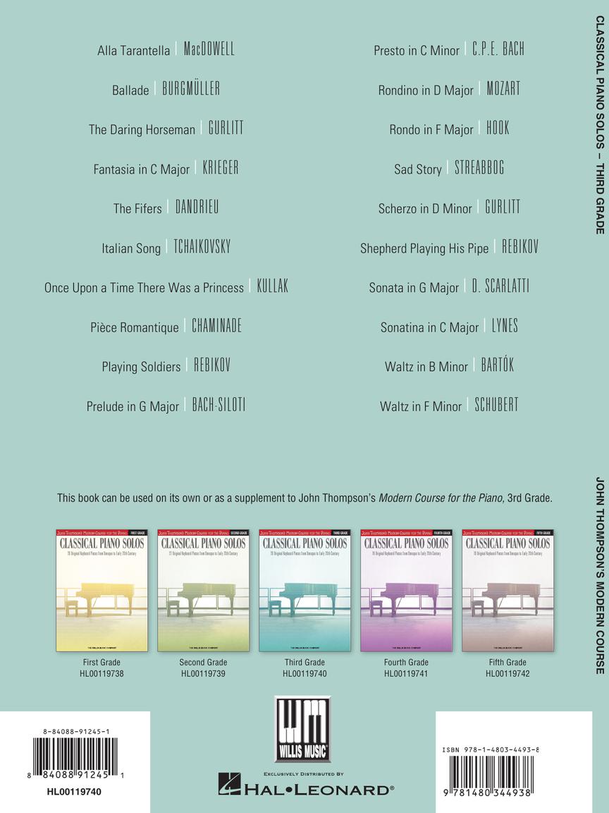 Thompson Classical Piano Solos -  Third Grade Thompson Modern Course