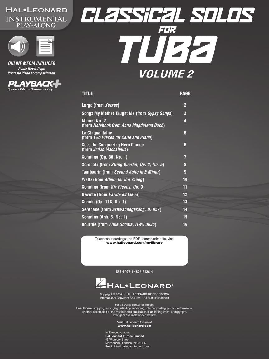 Classical Solos for Tuba (B.C.), Vol. 2 - 15 Easy Solos for Contest and Performance