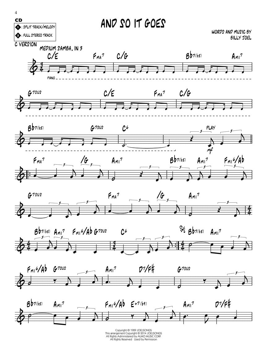 Joel, Billy - Jazz Play-Along  DISCONTINUED