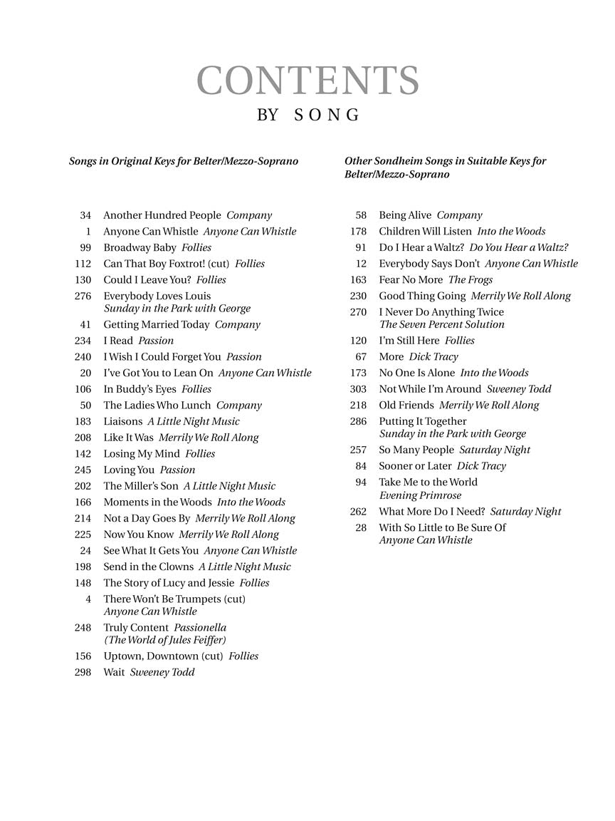 Sondheim for Singers Belter/Mezzo-Soprano