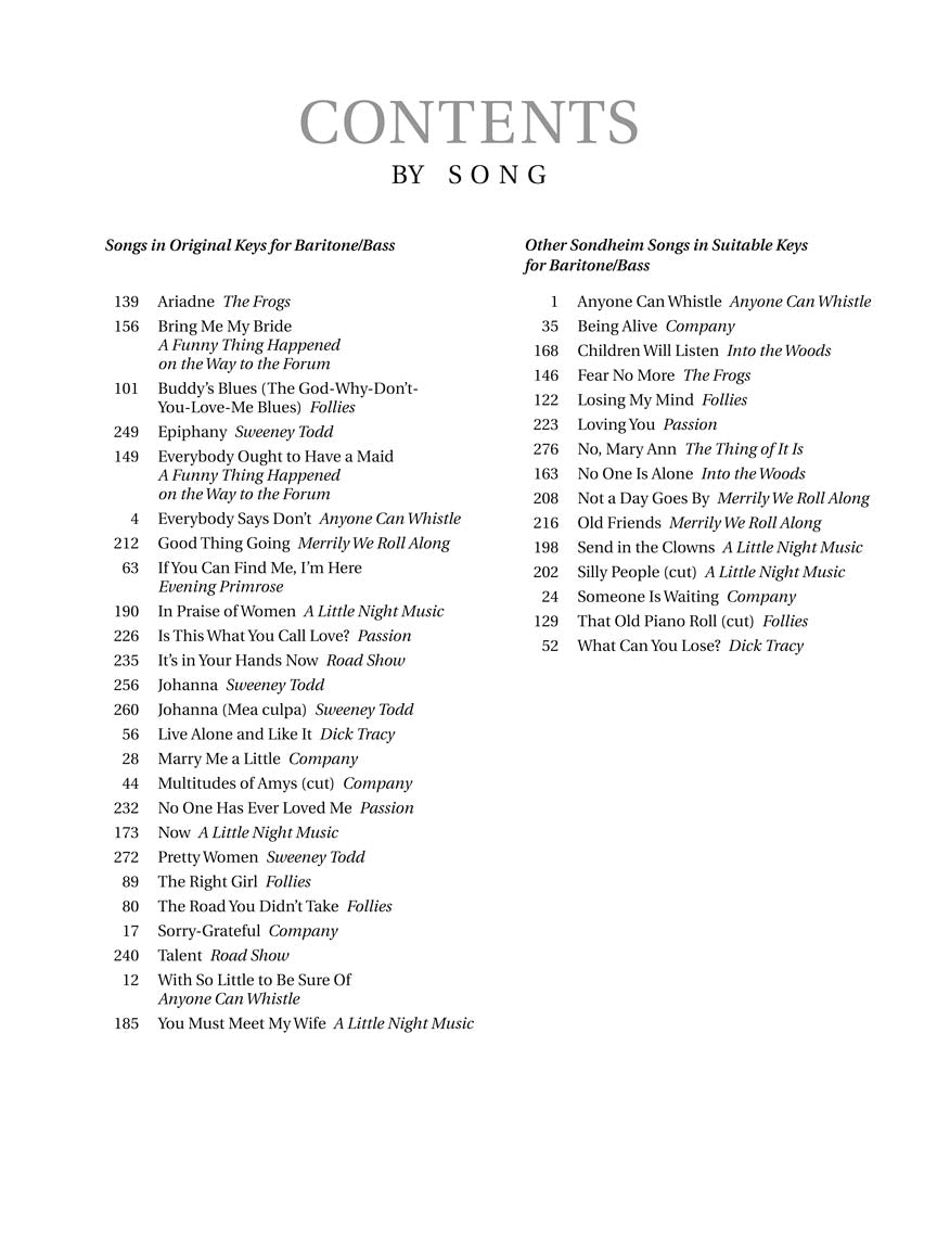 Sondheim for Singers Baritone/Bass (40 Songs)