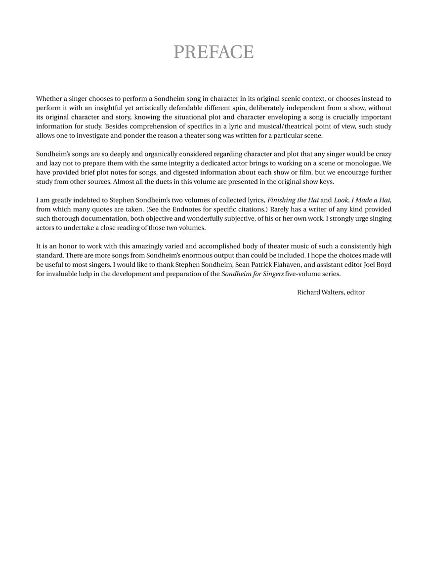 Sondheim For Singers Duets