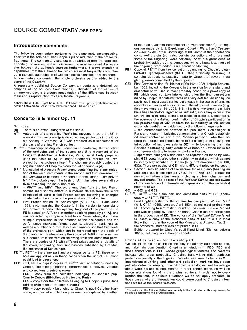 Chopin Concerto In E Minor Op. 11 1 Piano Version, Wn A. Xiiia Vol.13 Urtext Ekier Chopin National