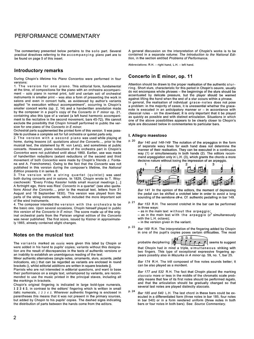 Chopin Concerto in E Minor Op. 11 2 Piano Version - Chopin National Edition