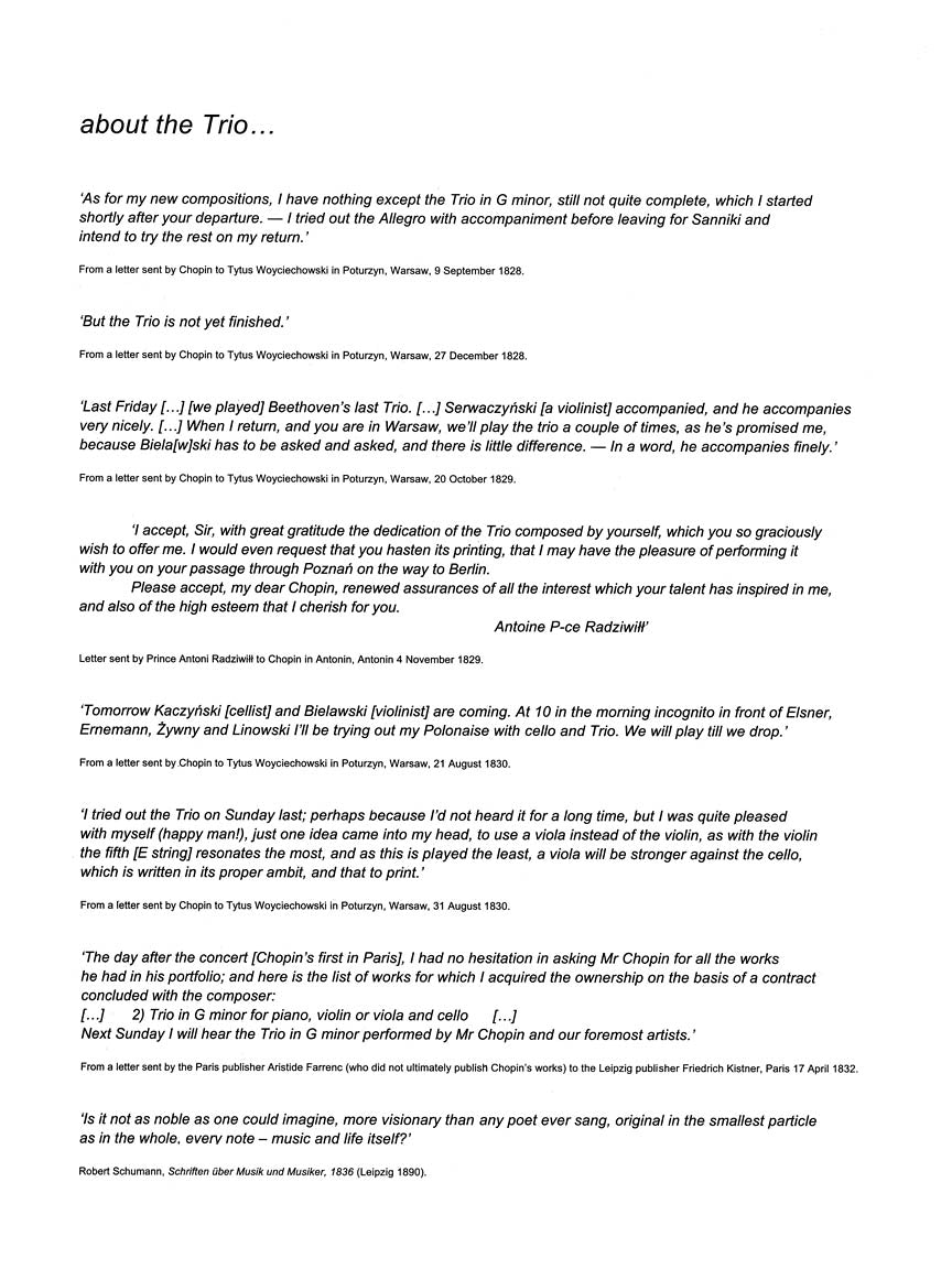 Chopin Trio Op. 8 for Piano, Violin and Cello