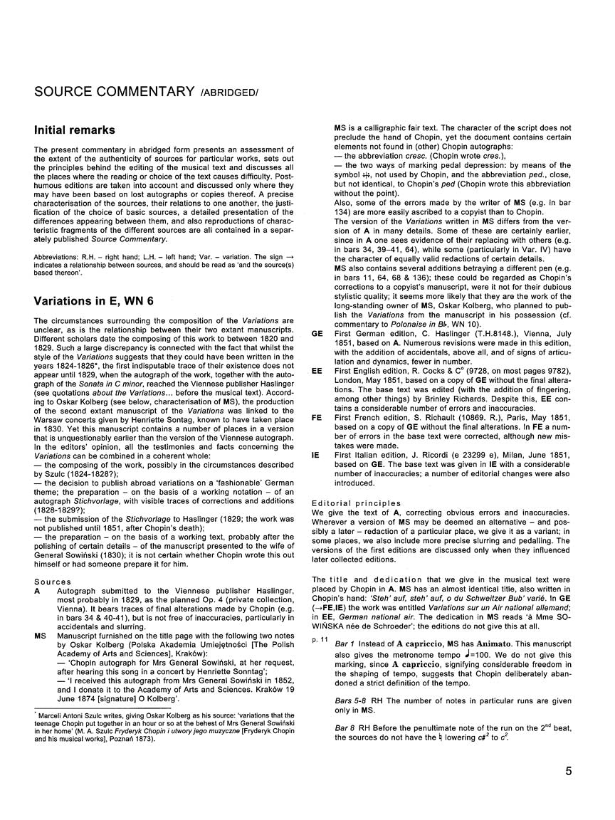 Chopin Various Works Series B: Variations in E and Sonata in C Minor - National Edition Series B Vol. IV