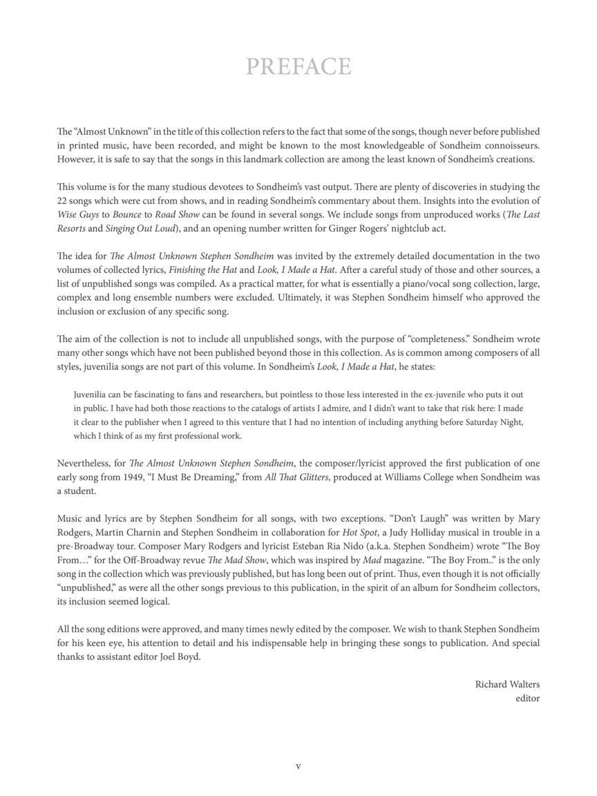 Sondheim Almost Unknown