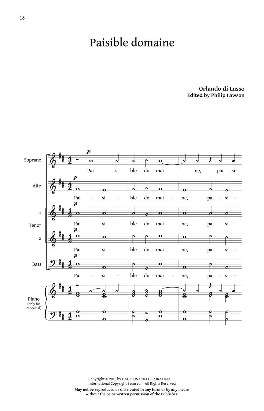 di Lasso Five French Madrigals