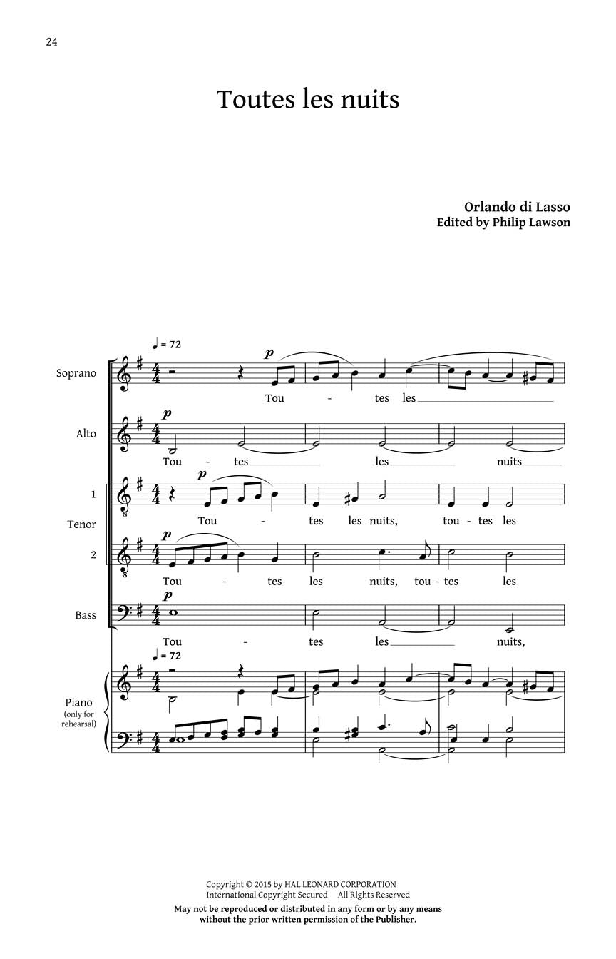 di Lasso Five French Madrigals