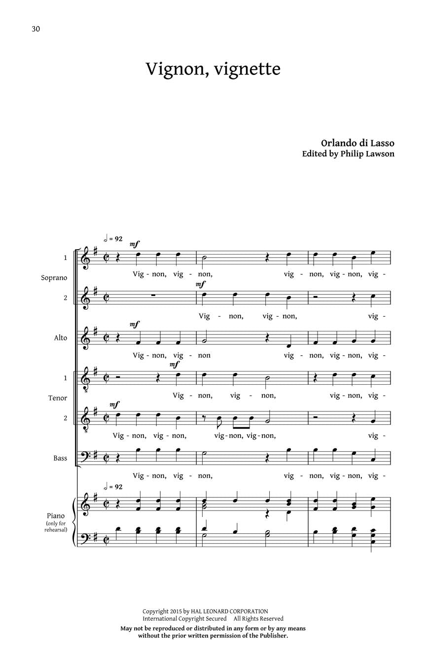 di Lasso Five French Madrigals