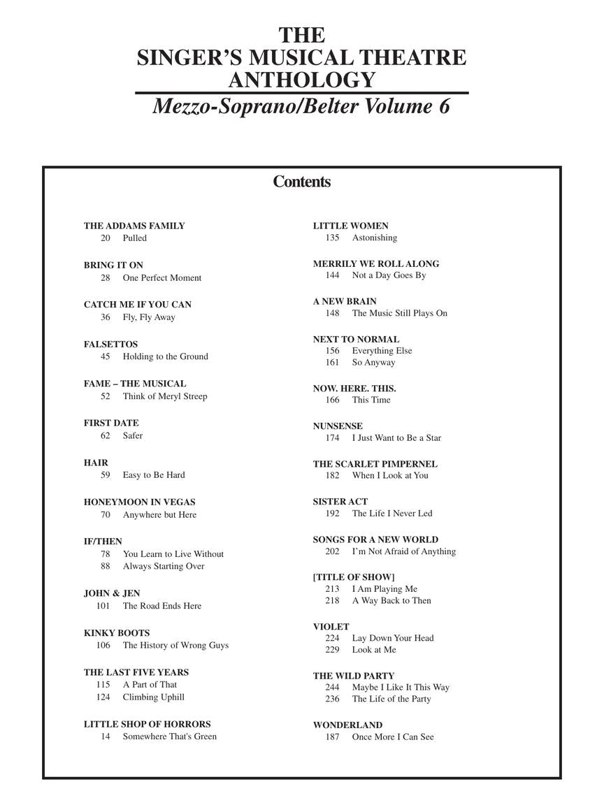 Singer's Musical Theatre Anthology Mezzo-Soprano/Belter Book Only Volume 6