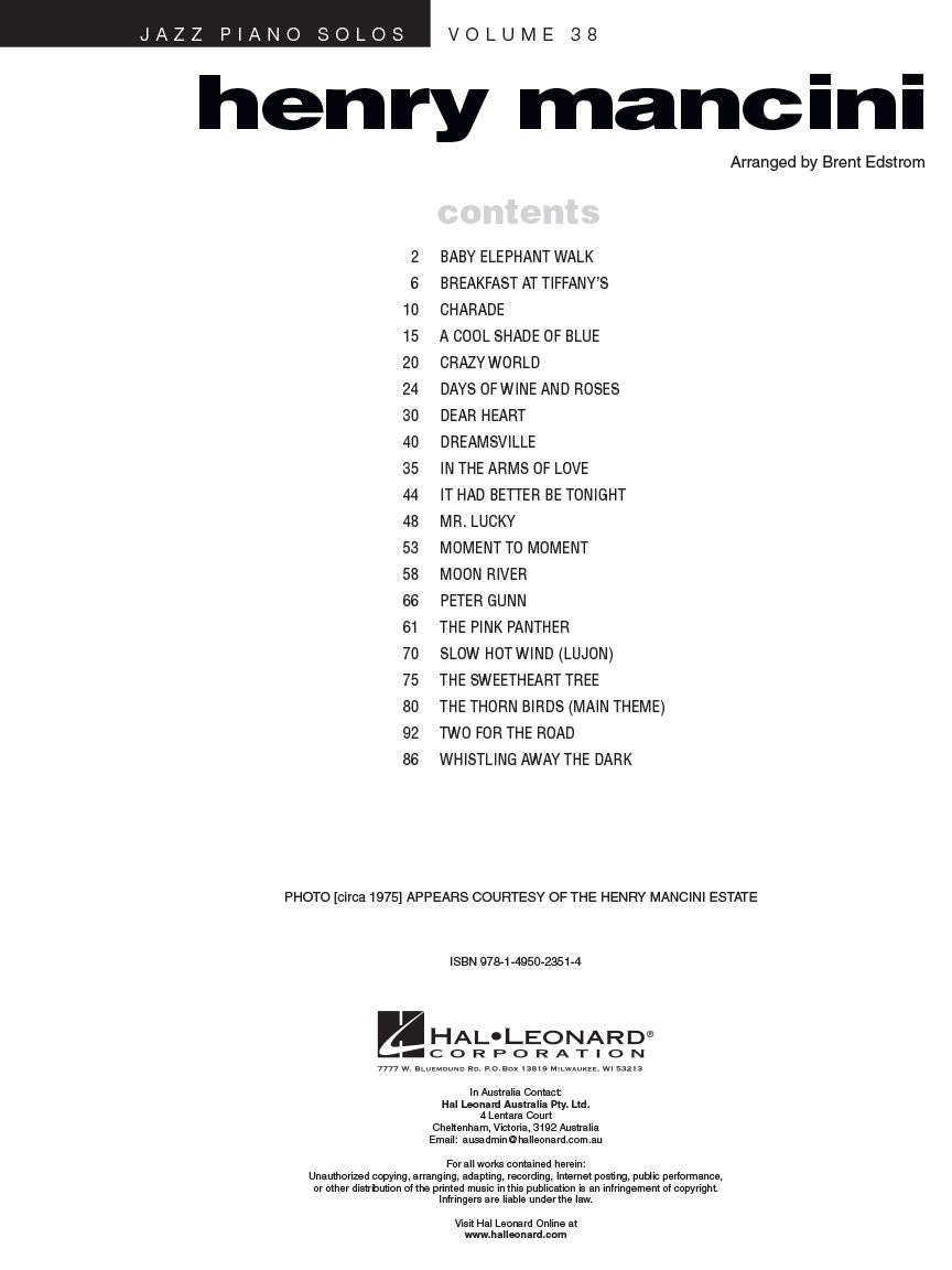 Mancini, Henry - Jazz Piano Solos Series Vol. 38