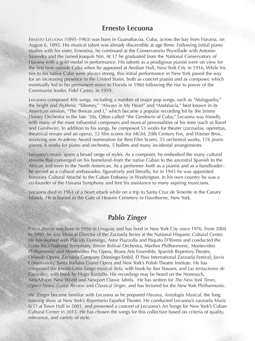 Lecuona, Ernesto - Songs of