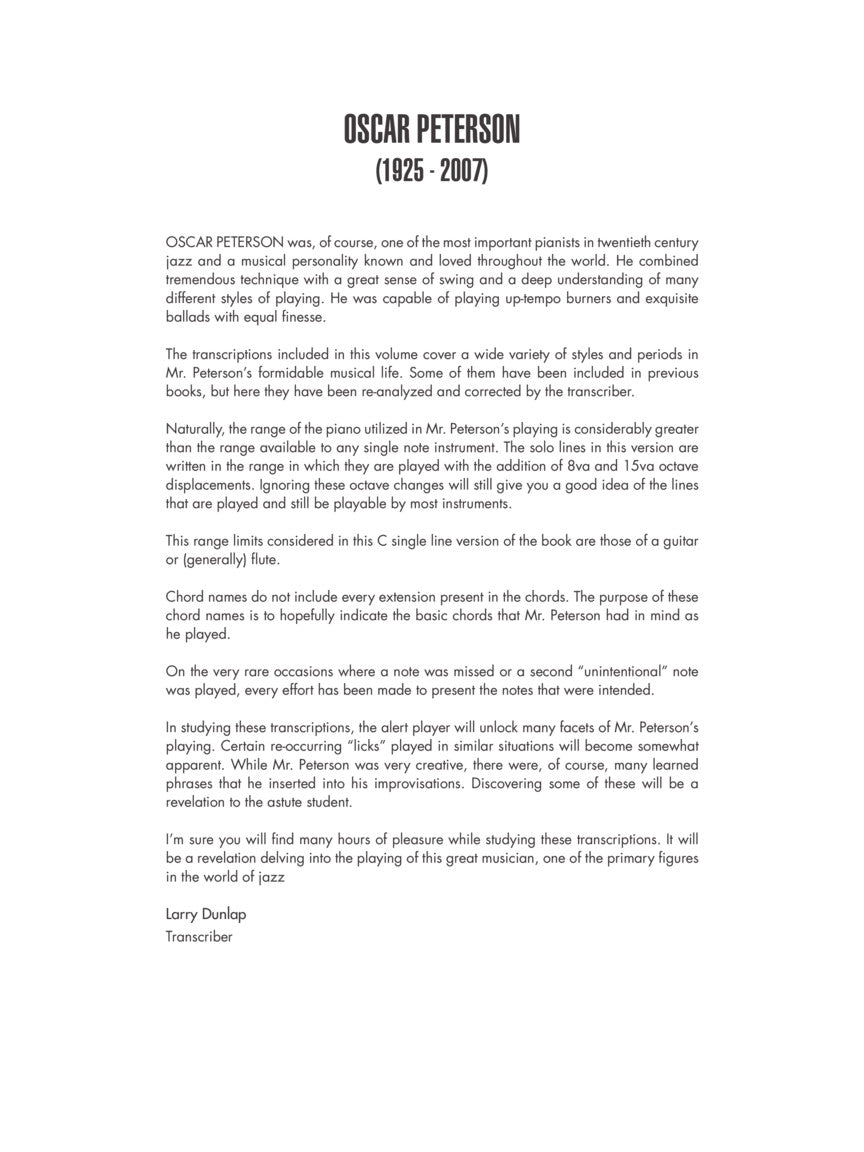 Peterson, Oscar - Omnibook for Single Line C Instruments