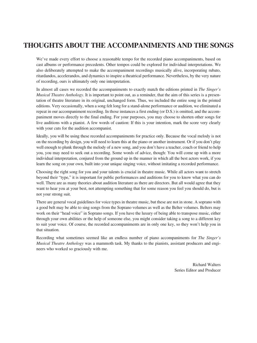 Singer's Musical Theatre Anthology Mezzo-Soprano/Belter Accompaniment CDs