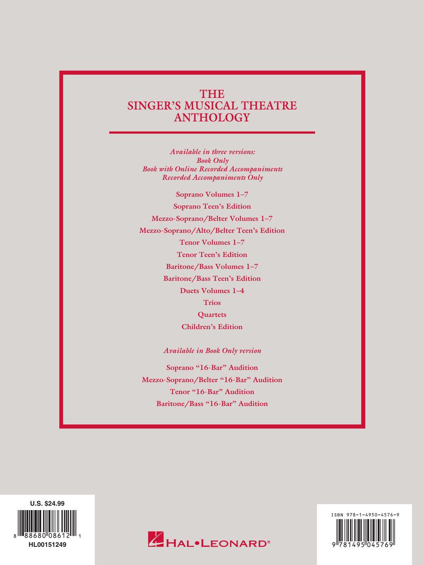 Singer's Musical Theatre Anthology Baritone/Bass