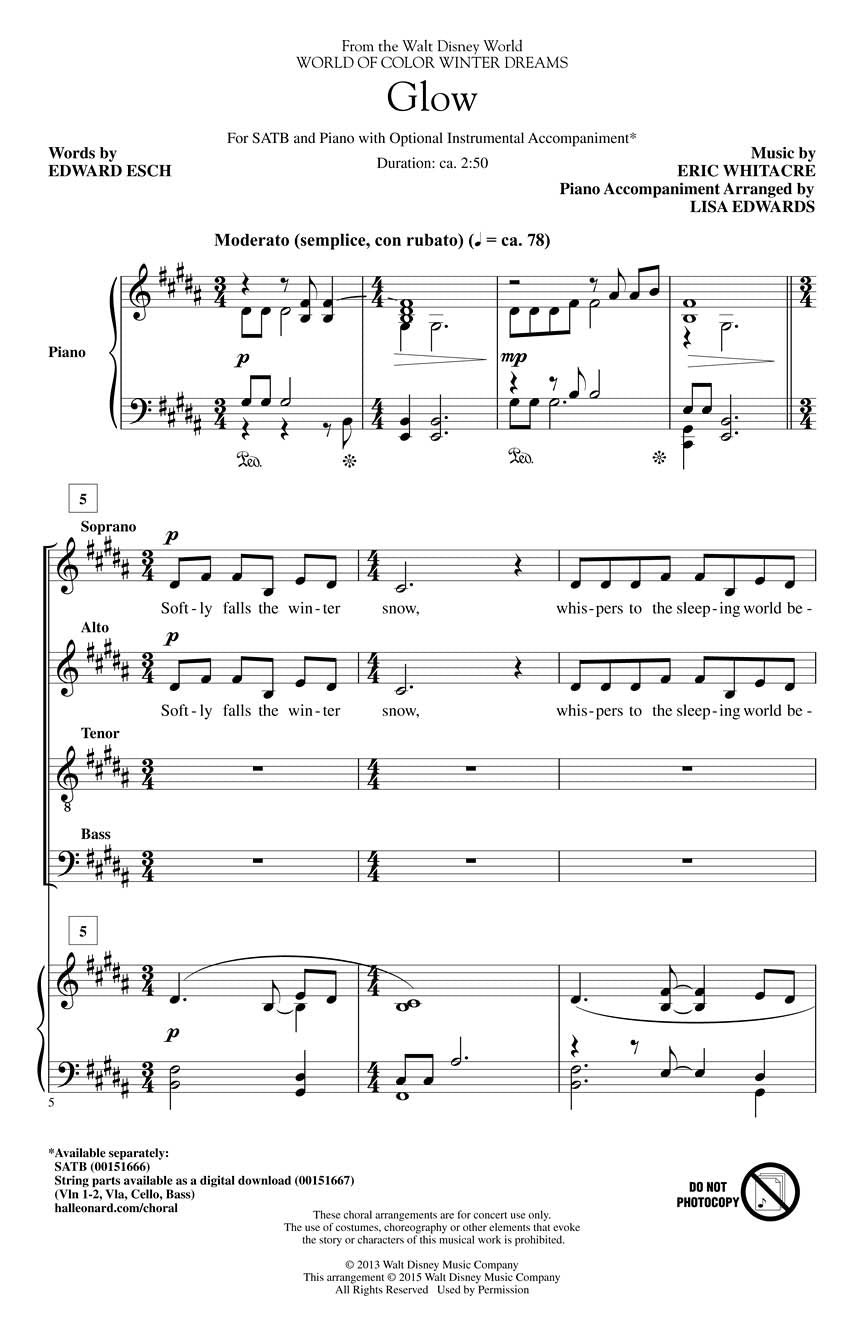 Whitacre: Glow SATB
