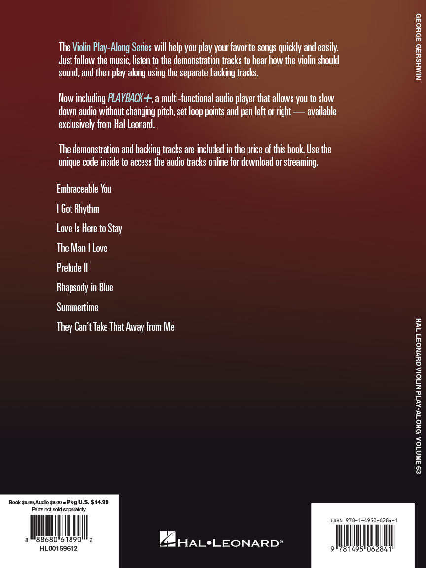 Gershwin: Violin Play-Along Volume 63