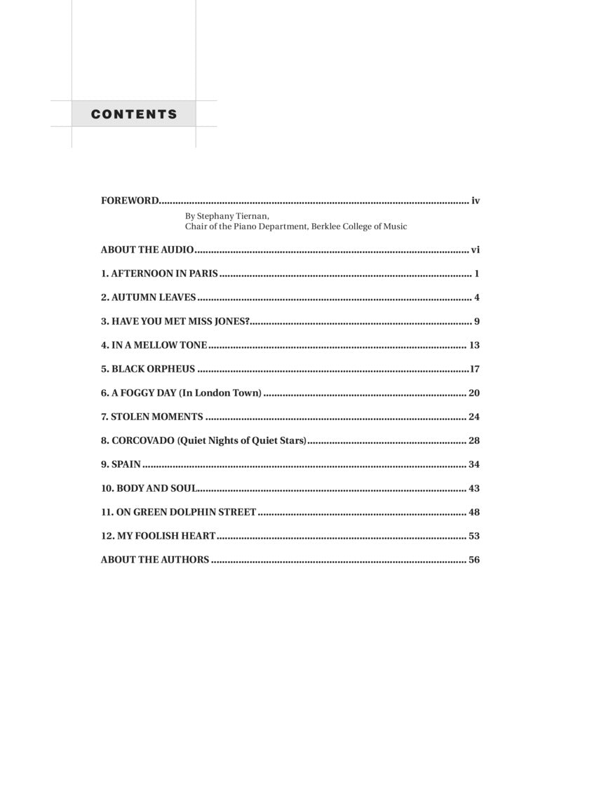 Berklee Jazz Standards for Solo Piano