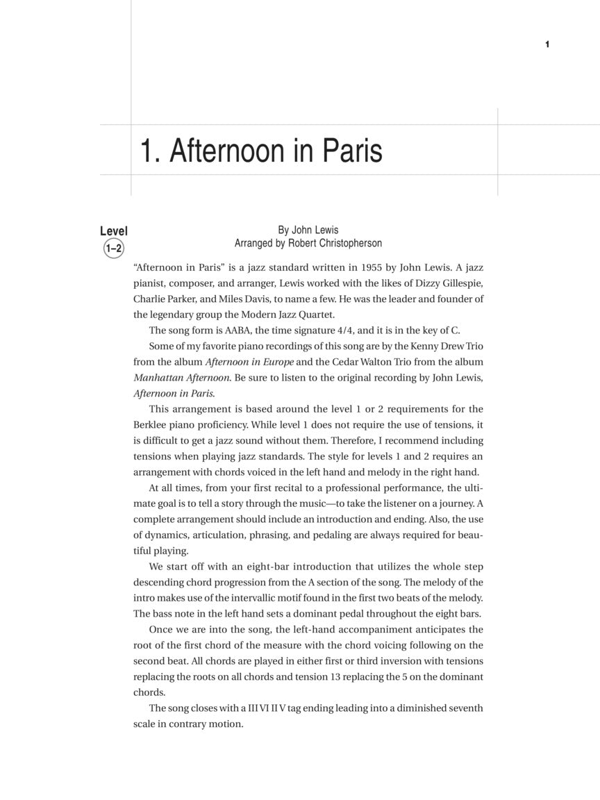 Berklee Jazz Standards for Solo Piano