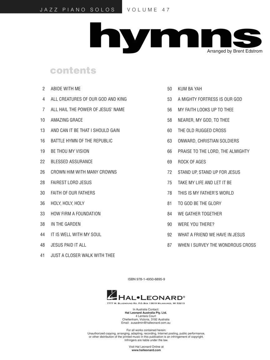Hymns - Jazz Piano Solos Vol. 47