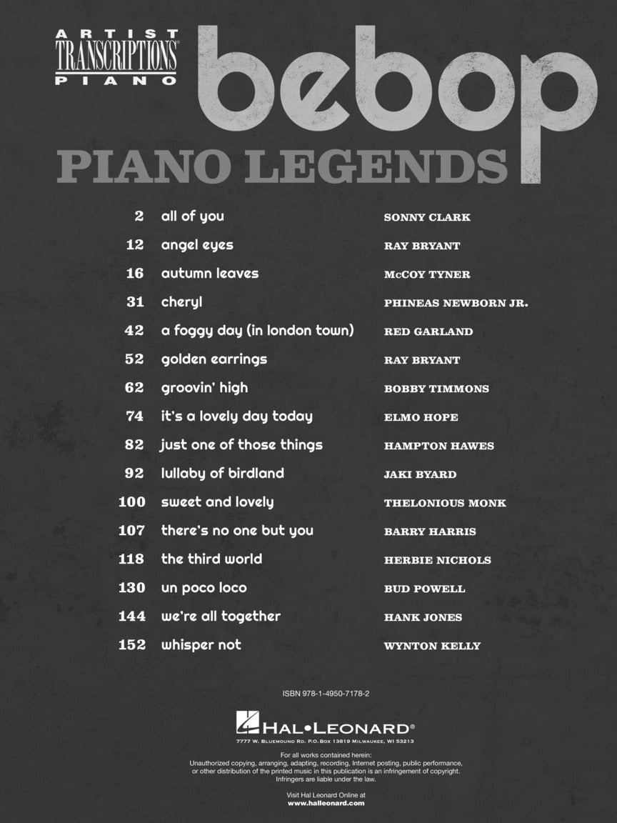 Bebop Piano Legends - Artist Transcriptions