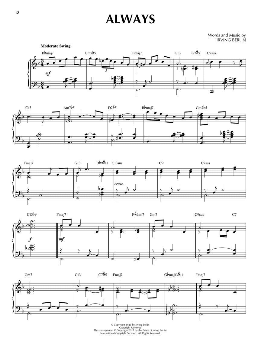 Blue Skies & Other Irving Berlin Songs - Jazz Piano Solos Series Vol. 48