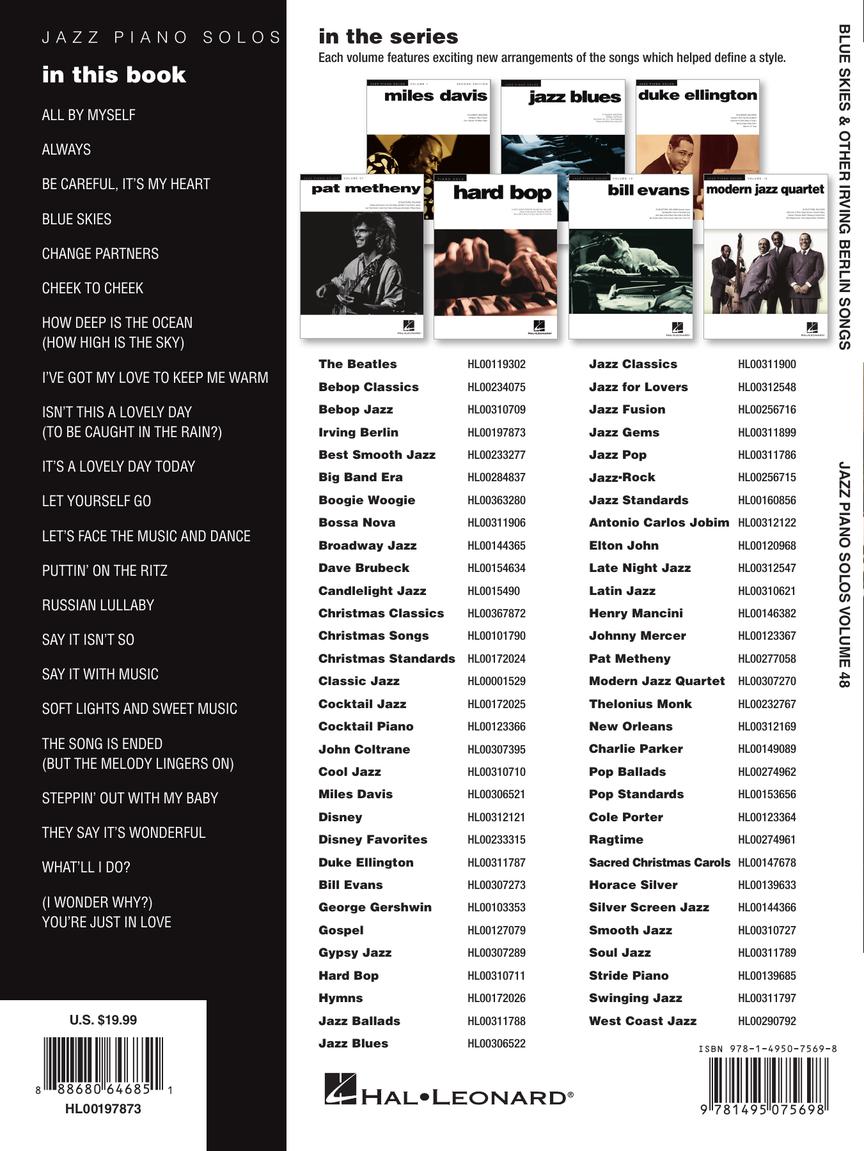 Blue Skies & Other Irving Berlin Songs - Jazz Piano Solos Series Vol. 48