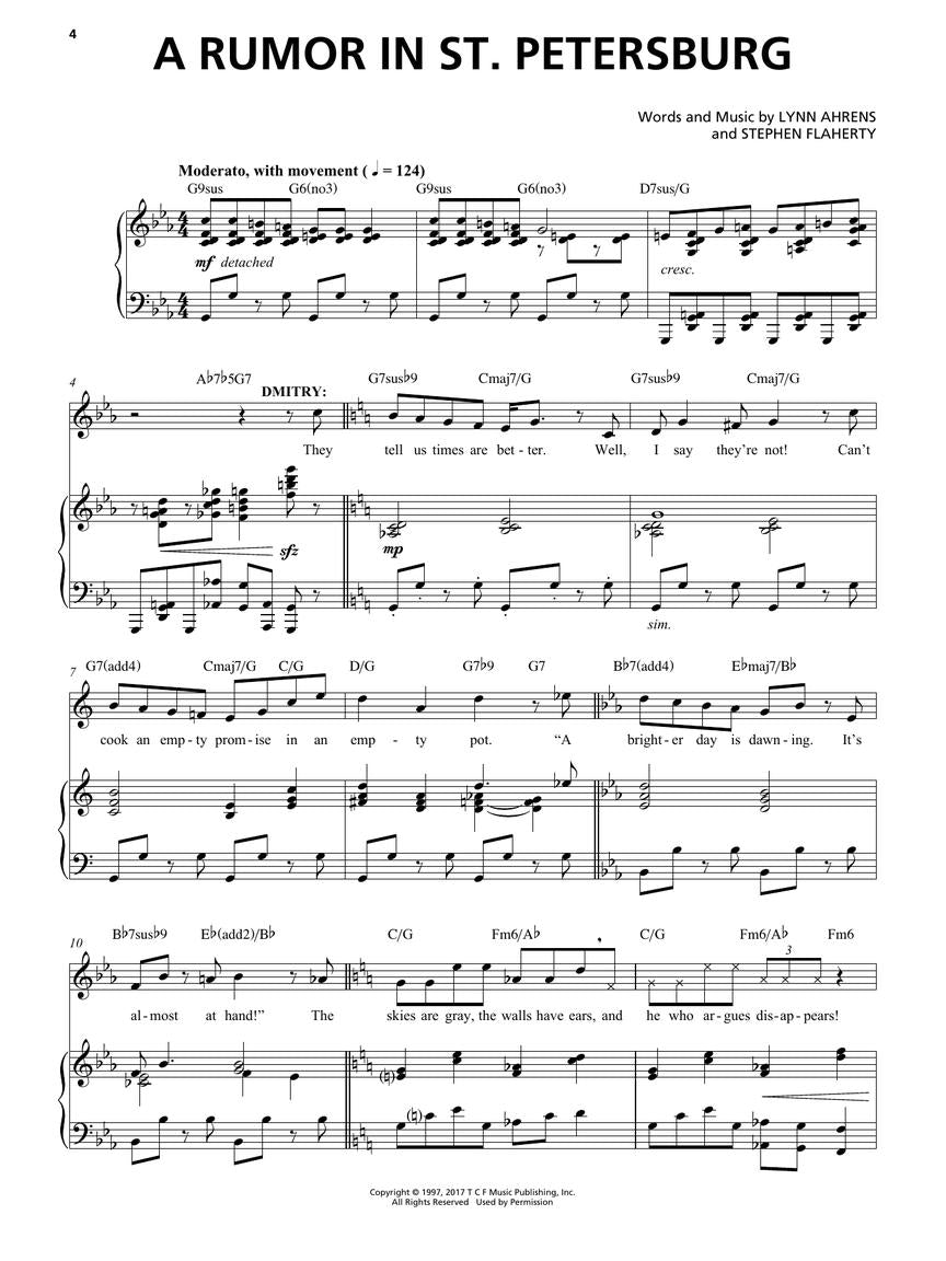 Anastasia - New Broadway Musical Vocal Selections