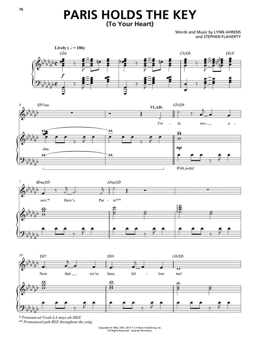 Anastasia - New Broadway Musical Vocal Selections