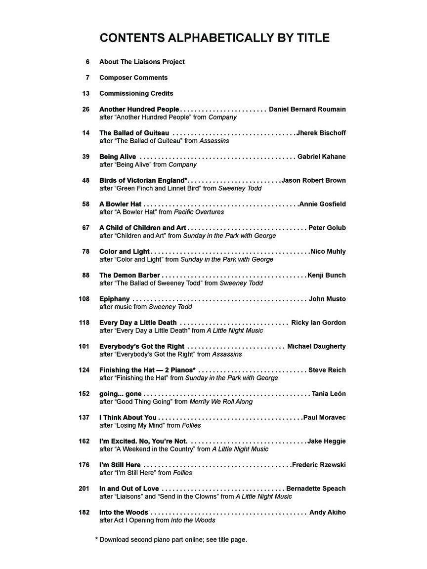 Sondheim, Stephen - Liaisons - Re-imagining Sondheim from the Piano