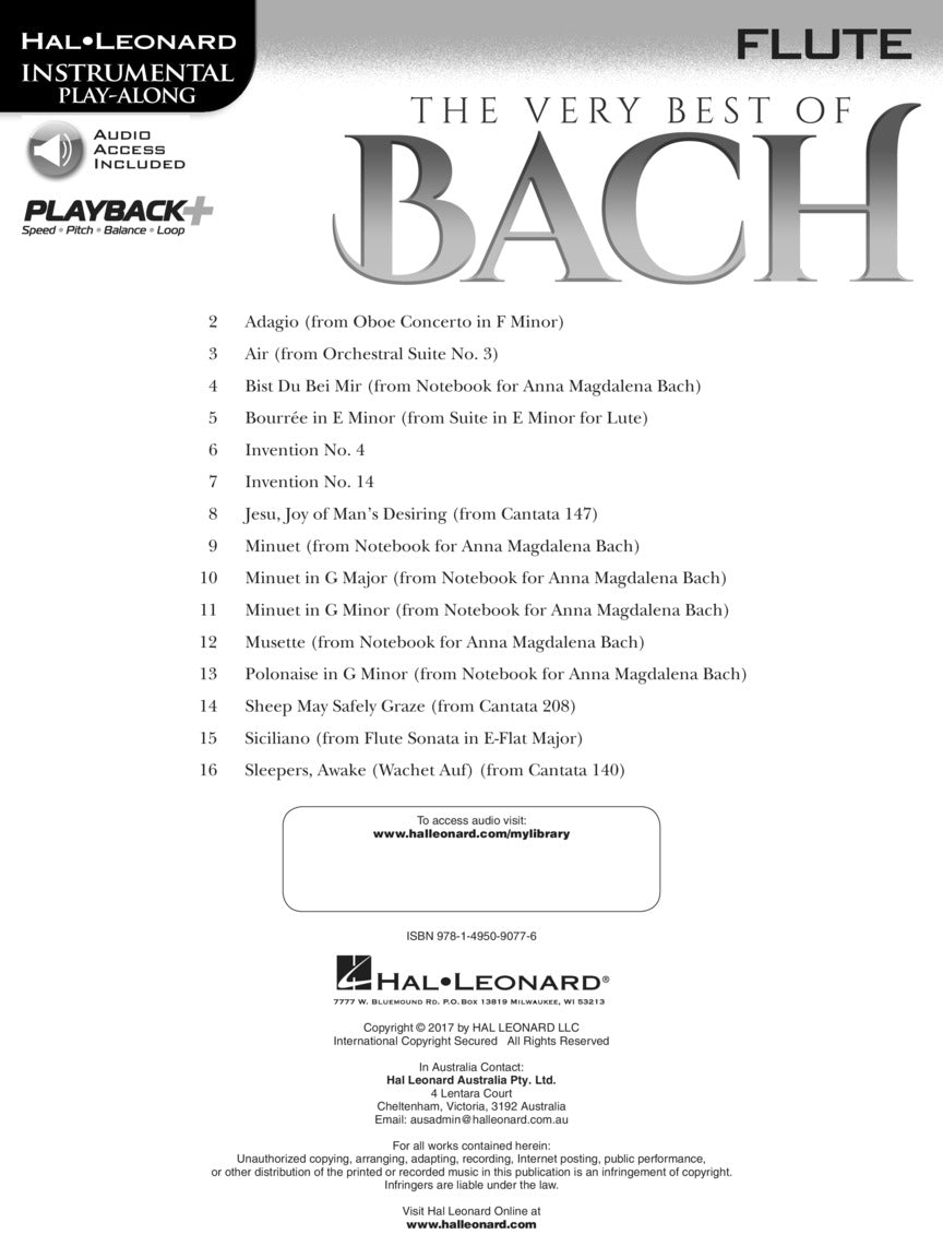 Bach, Very Best of - Instrumental Play-Along