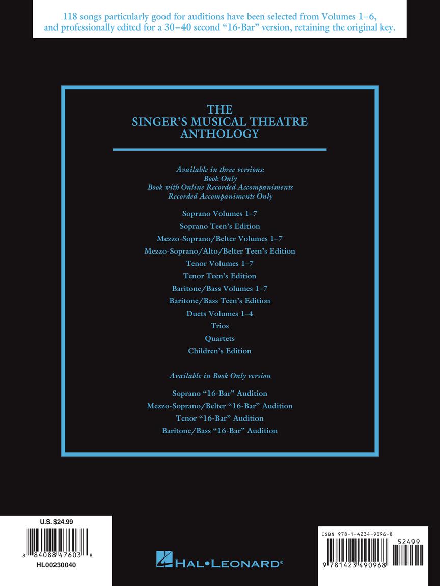 Singer's Musical Theatre Anthology - 16-Bar Audition