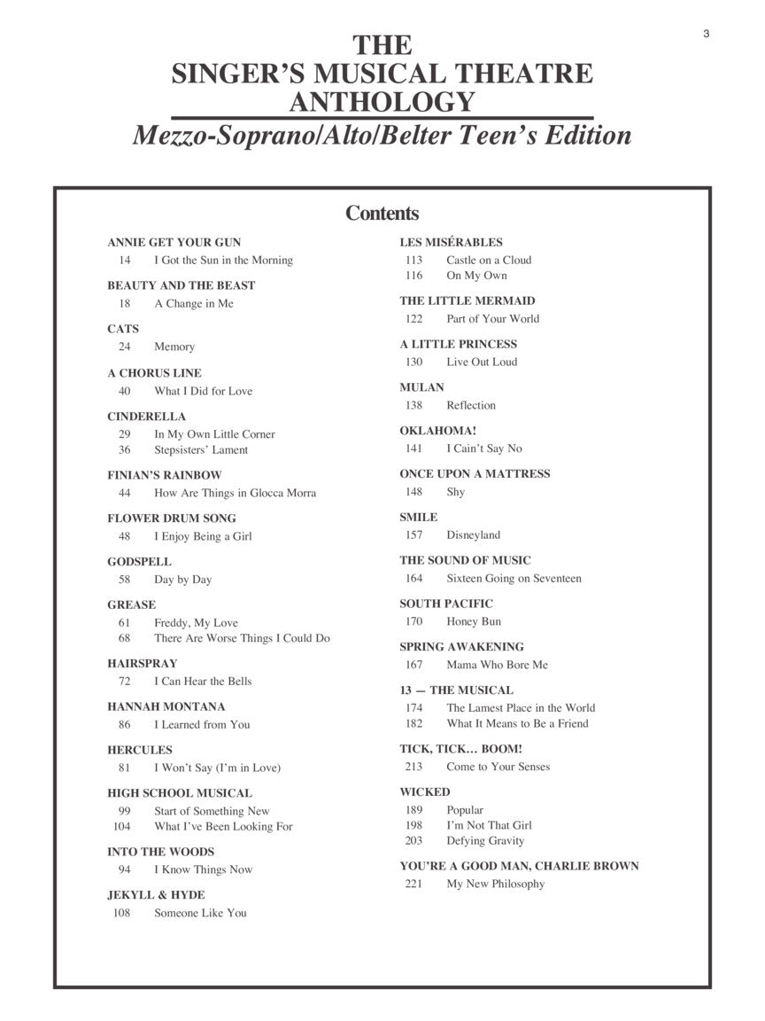 Singer's Musical Theatre Anthology Teen's Edition Mezzo-soprano/alto/belter