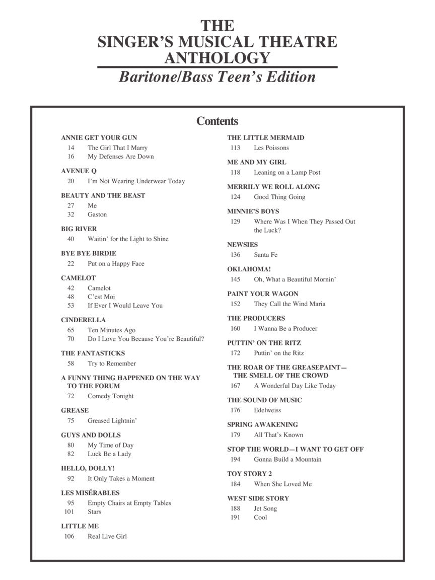 Singer's Musical Theatre Anthology Teen's Edition