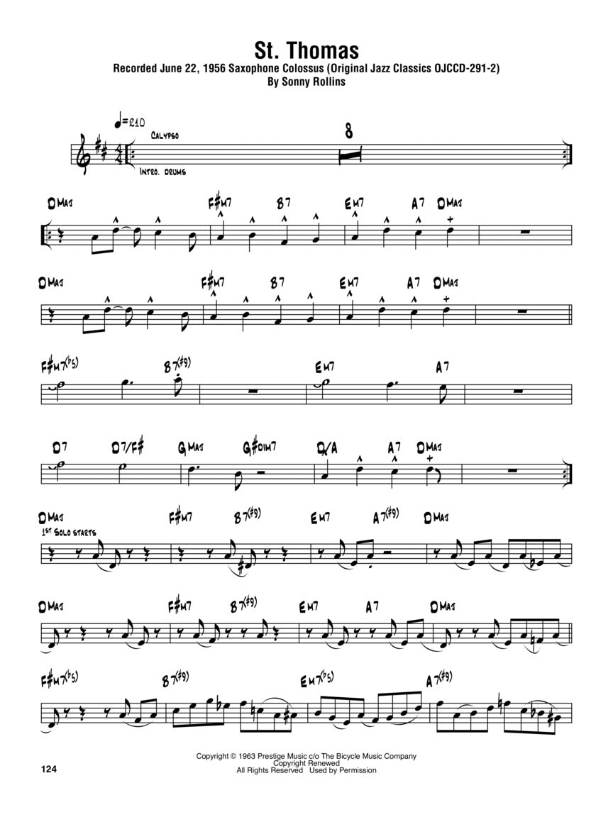 Rollins, Sonny - Omnibook for B-Flat Instruments