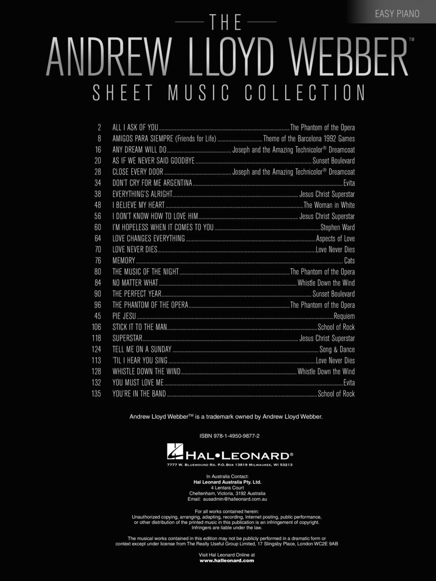 Lloyd Webber, Andrew - Sheet Music Collection for Easy Piano