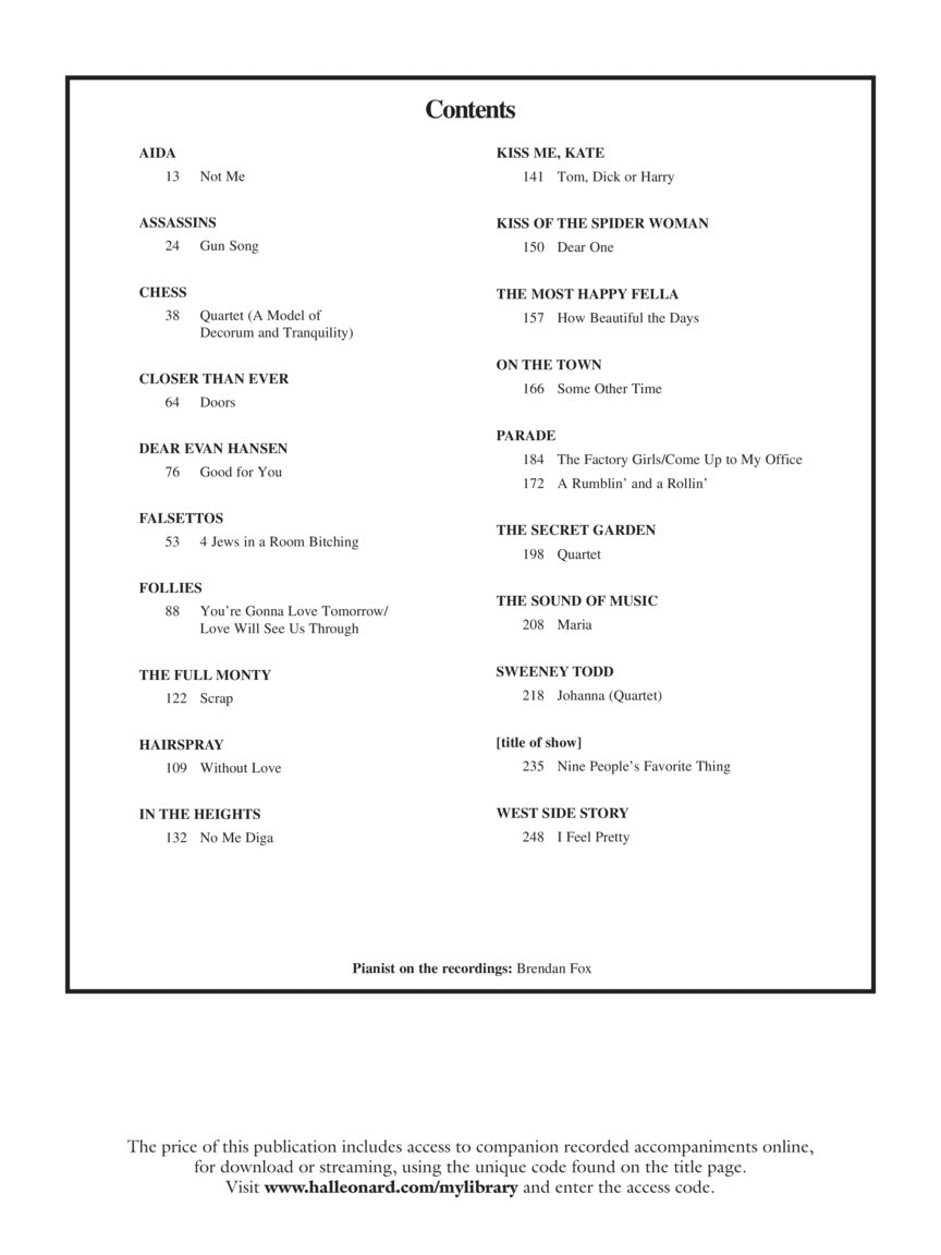 Singer's Musical Theatre Anthology - Quartets