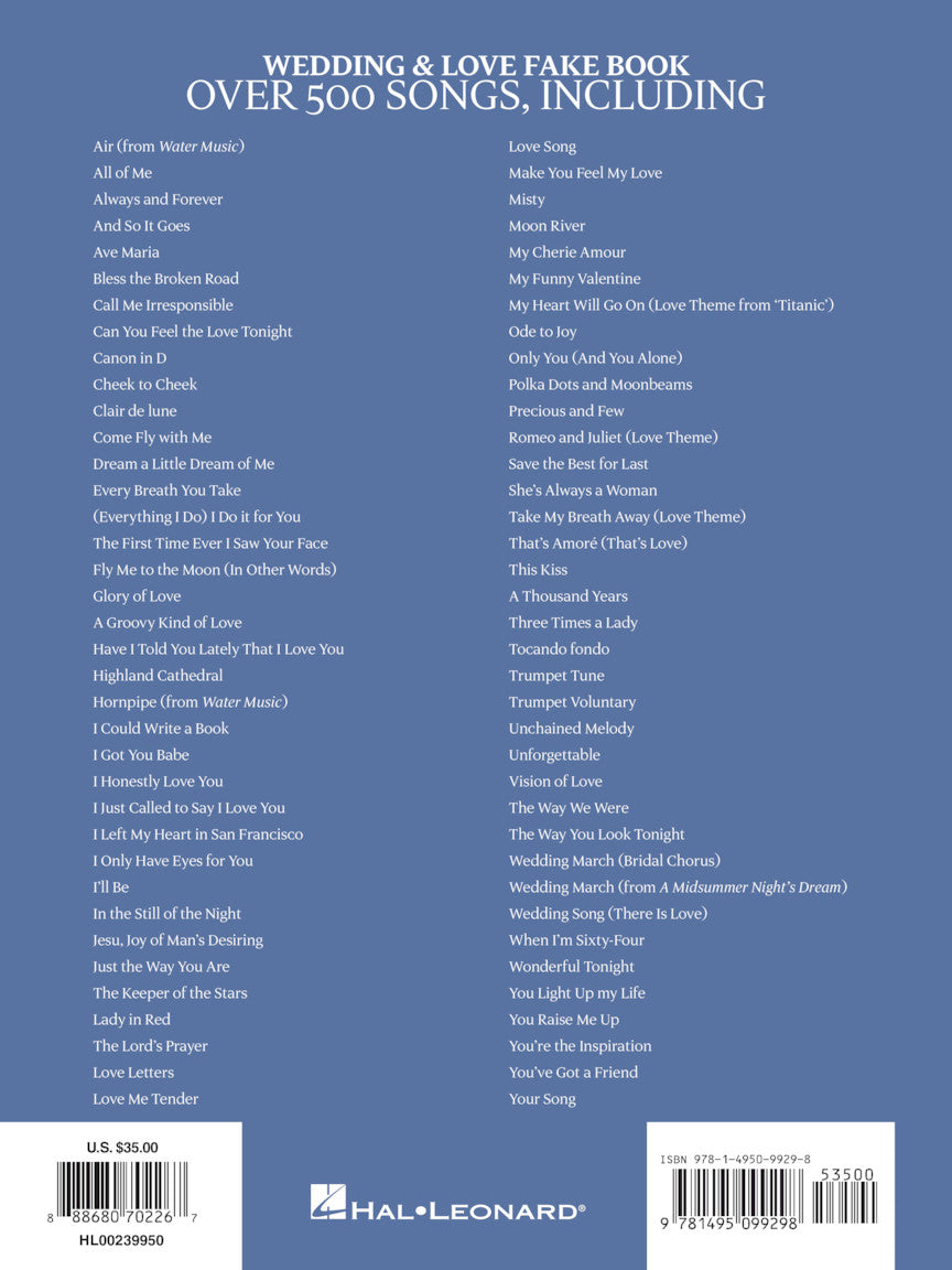 Wedding and Love Fake Book - 6th Edition