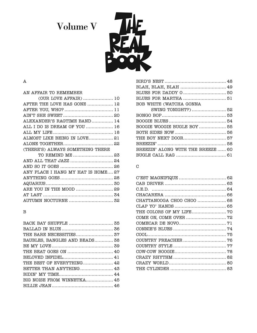 Real Book - (5.01): Real Book, The - Volume 5, C Edition