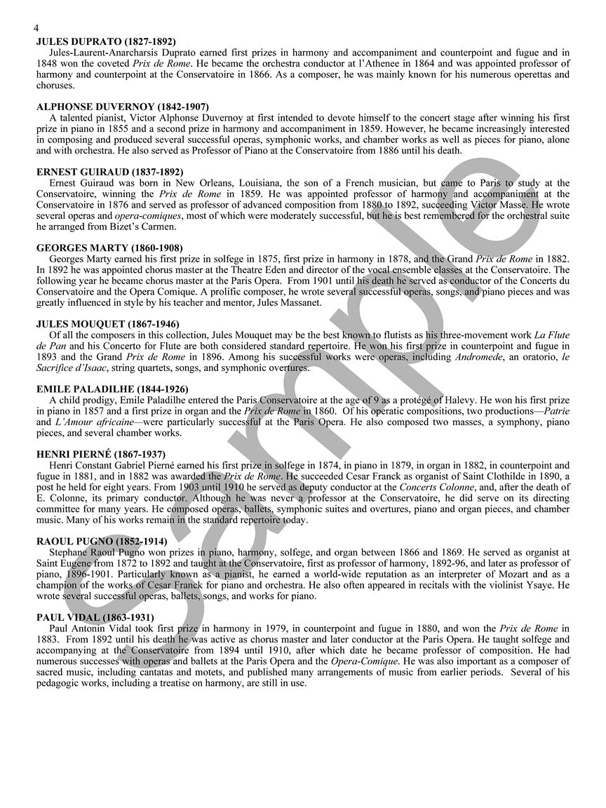 Paris Conservatory Flute Album for Flute and Piano